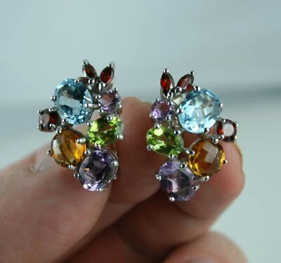 La Preciada Ohrstecker Edelsteine Amethyst Topas Citrin Peridot Granat Ohrringe - Bild 1 von 4