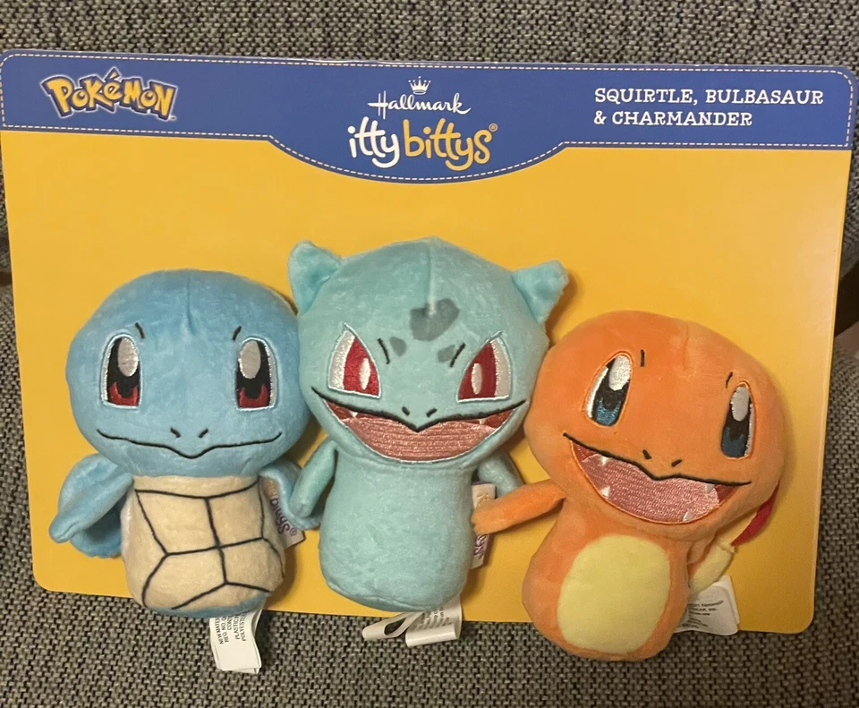 Hallmark Itty Bittys POKEMON Set of 3 Squirtle Bulbasaur Charmander Carded NEW - Image 1 of 2