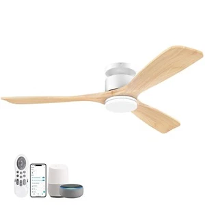 52 Zoll Smart Unterputz Deckenventilatoren mit Beleuchtung Fernbedienung, Holz Außen Innen... - Bild 1 von 8