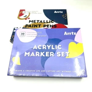 ARRTX Acrílico 30 Colores Pastel Marcadores + Pintura Metálica 18 Color Marcadores Pluma Set - Imagen 1 de 20