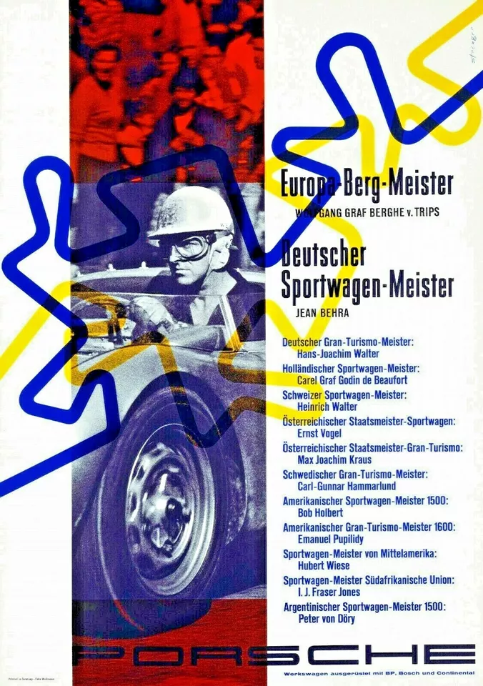 Awesome Porsche EUROPE -BERG Deutscher Sportwagen - Meister Poster  - Image 1 of 1