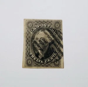 Frühe US Briefmarke #17 gebraucht 12c ungezähnt mit großen Rändern! CV 300,00€+ - Bild 1 von 3