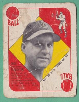 1951 Topps Blue Backs #30 Enos Slaughter Cardinals   POOR CREASES SEE Back - Image 1 of 2