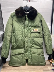 Vintage Walls Blizzard Pruf Herren Puffer Jacke Kaki Kunstfell Parka Gr. S USA - Bild 1 von 10