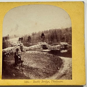 Tarjeta de vista estéreo vintage Rustic Bridge, Thirlmere: A Scenic View of Stone Bridge - Imagen 1 de 4