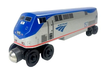 Wooden Amtrak Train GE P42 Genesis 157 6.75 inch Engine Locomotive Compatible - Image 1 of 2