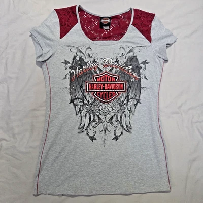 Camiseta Harley-Davidson Mujer Valentino Premium Encaje Hombro Deslumbrante Talla M Foto 1 de 4