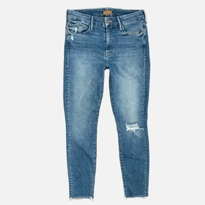Mother Jeans Womens 28 Blue The Looker Ankle Fray Skinny Distressed Medium Denim - Picture 1 of 16