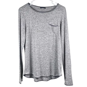 Pink Clover Sweater Womens Large Gray Long Sleeve Pocket Soft Knit Pullover Top - Picture 1 of 4