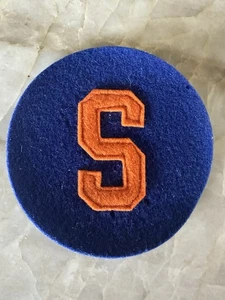 Vintage Early Logo Syracuse University Blue with Orange Letter S Cut Out - Picture 1 of 2