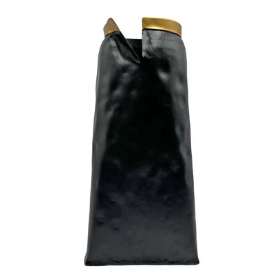 Bergamo Art 12 Inch Tall Aluminum Modern Black Vase - Image 1 of 4