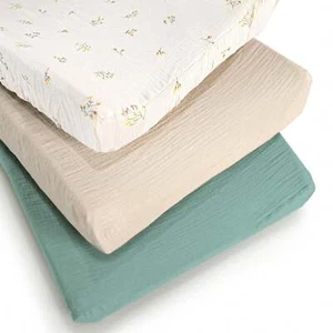 100% Cotton Muslin Changing Pad Cover-3-Pack,Soft/Breathable, 32"X16" for Babies - Picture 1 of 13