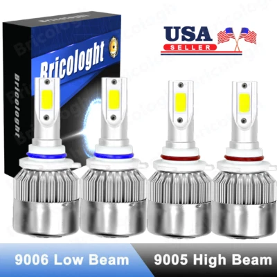 9005 9006 LED Headlights Kit Combo Bulbs 6500K High Low Beam Super White Bright - Image 1 of 4