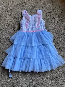 Girl’s Jona Michelle Beautiful Floral Blue Easter/Spring Dress Size 10 - Picture 1 of 10