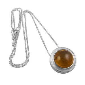 Collana Ambra Argento Sterling 925 Punzonata Dichiarazione Gemma Collana Donna - Foto 1 di 5