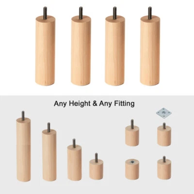 BEDSLATS.CO.UK Cylinder Solid Beech ∅40mm Furniture feet- Sofa, Settees, Stools, Cabinets, Beds