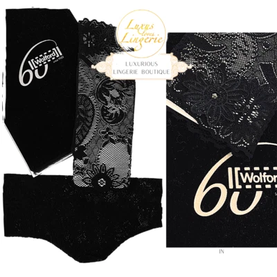 60th Anniversary Socks by Wolford Medium Crystal Black in Exclusive Box - Image 1 of 4