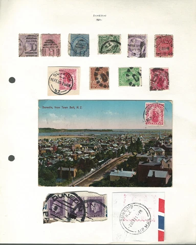New Zealand Cover Town Cancels Dunedin 1878-1971 with 1912 Dunedin Postcard Cover