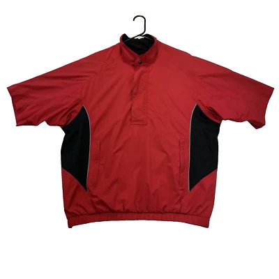 FootJoy DryJoys Windbreaker Golf Jacket Mens M Red Short Sleeve 1/4 Zip Snap - Image 1 of 4