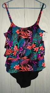 Island Pearls 3-stufiger einteiliger Badeanzug Coral Forest Damen Übergröße 18 neu mit Etikett - Bild 1 von 8