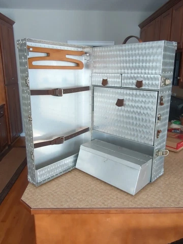 Travel Wardrobe Trunk, Steamer, Vintage, large, Metal, 32x20x11" Cover