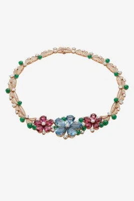 23ct Cocktail Party Solid 925 Sterling Silver Aqua Pear Flower Wedding Necklace - Image 1 of 4