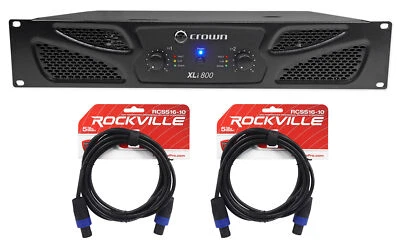 Crown Pro XLi800 600w 2-Channel DJ/PA Power Amplifier Amp + Cables XLI 800 - Image 1 of 4