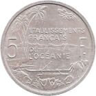 Coin French Oceania 5 Francs | Marianne | Winged Phrygian Cap | Boat | 1952