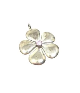 Vintage Sterling Silver & Pink Crystal Flower Pendant Lightweight Pink Crystal - Picture 1 of 7
