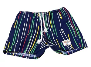 Vintage Leggoons gestreift Erwachsene Größe Small Kordelzug Baumwolle Shorts Made in USA - Bild 1 von 5