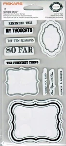 Fiskars Teresa Collins Journal Tags 11 Simple Stick Unmounted Rubber Stamps - Picture 1 of 2