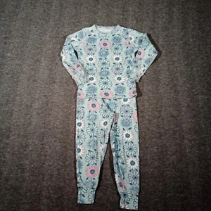 LL Bean Pajama Set Youth 4 Blue Floral Causal Cozy Top Pants Lounge Gift - Picture 1 of 16