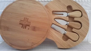 Picnic At Ascot Patented Bamboo Cheese/Charcuterie Board + 3 Knife Set 9” Pre-ow - Picture 1 of 12