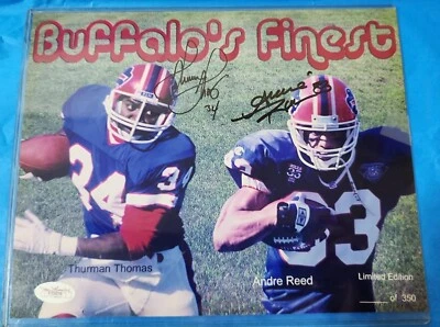 BUFFALO BILLS ANDRE REED & THURMAN THOMAS DUAL SIGNED 8X10 PHOTO JSA - Image 1 of 4