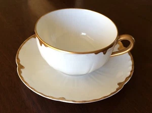 Haviland Limoges Schleiger No. 15 Gold Trim Teacup & Saucer - Picture 1 of 5