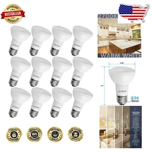 Warm White 12-Pack R20 LED Flood Light Bulbs, 6.5W - Dimmable, 460 Lumens - Picture 1 of 8