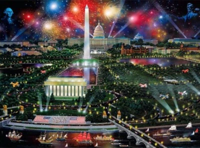 Ceaco Night Lights Puzzle - Washington Celebration 750 pc, glow in dark - 24x18" - Image 1 of 4