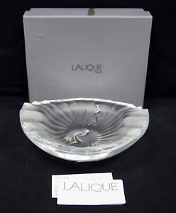 LALIQUE PARIS 'Nancy Cendrier' Frosted Crystal Ashtray w/Box SIGNED VINTAGE