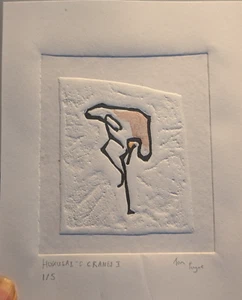 2025 original cement embossed print "Crane"by Tom Payne.Haku Maki style - Picture 1 of 1