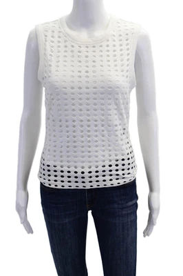 Camiseta sin mangas pulóver T Alexander Wang para mujer de punto abierto blanca talla grande Foto 1 de 4
