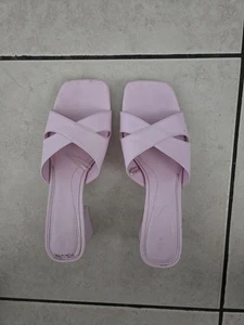 Zara Baby Pink /violet Block Heel Sandals Shoes Mules Women's Size US 9.5 EUR 40 - Picture 1 of 4