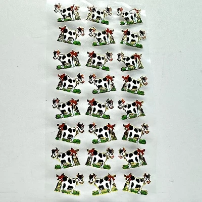 "5"" pulgadas - 1 hoja micro pegatinas vacas lindas con lazos rojos y oro tamaño 1 x 1,5 cm" Foto 1 de 4