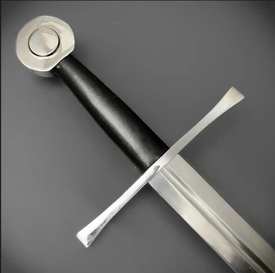 手工锻造碳钢维京剑锋利战斗准备中世纪剑+鞘 — 第 1/4 张图片