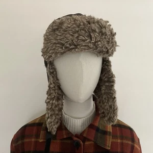 Attaboy Flieger/Trapper/russische Wintermütze schwarz mit braunem Kunstfell: XL - Bild 1 von 7