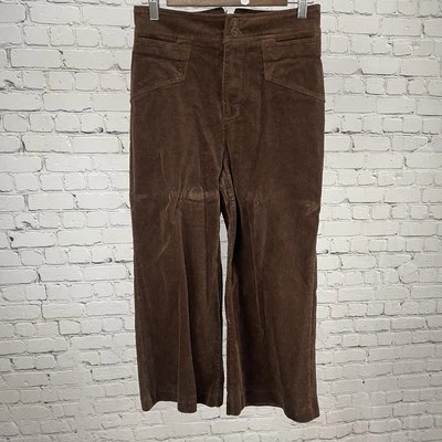 7 For All Mankind Brown Velvety Corduroy High Rise Crop Wide Leg Pants 2 (27x23) - Image 1 of 4
