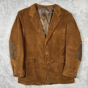 Woodmere Blazer Mens 44R Corduroy Sport Coat Elbow Patch Brown Preppy Casual 90s - Picture 1 of 14