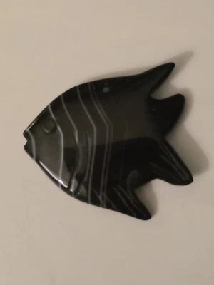 Colgante negro Sardonyx ágata tallada pez ángel 52x46 mm Foto 1 de 4