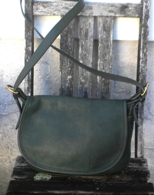 Vintage Coach 4150 Fletcher Green Leather Flap Shoulder Bag Made USA - Image 1 of 4