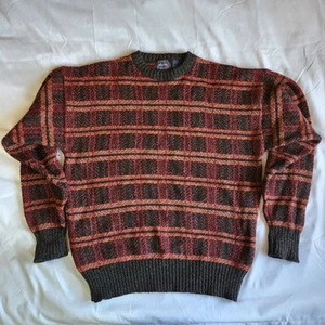 Allen Solly Vintage Wool Mohair Plaid Red MD Sweatshirt Sweater Made in Scotland - Picture 1 of 7