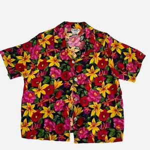 Top vintage CLIO floreale con bottoni, taglia camicia hawaiana, grande multicolore - Foto 1 di 8